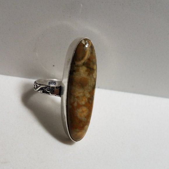 March BirthStone NATURAL MOLTED Jasper  Handmade Ring Marked SIZE 9 IMPRESSIVE - Picture 5 of 13